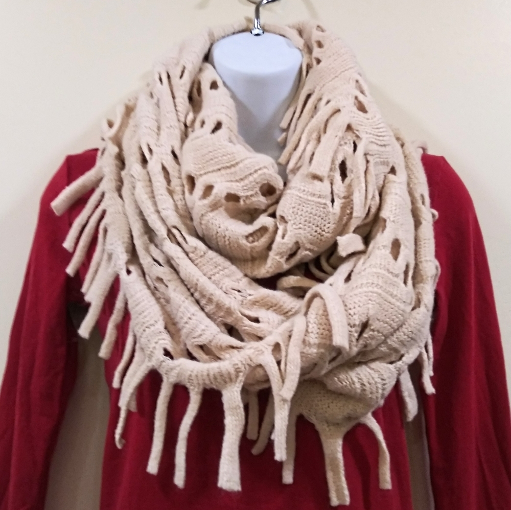 Light Tan Fringe Scarf
